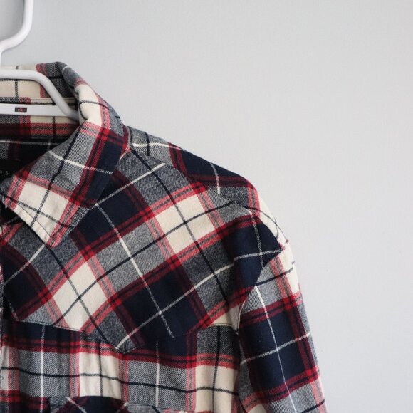 Jachs Girlfriend Womens Sz XL Plaid Snap Button Flannel Comfy Fleece Sweater - Picture 5 of 12